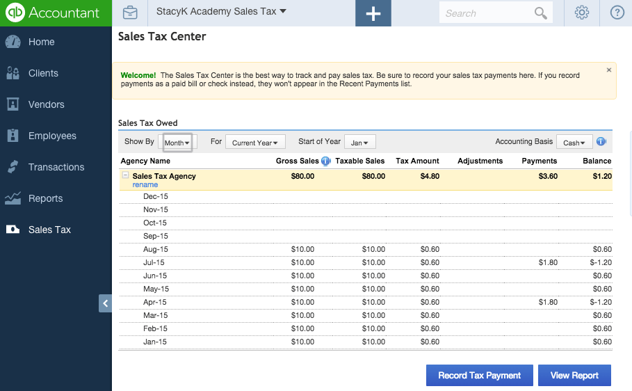 ^ Sales Tax Center in QuickBooks Online