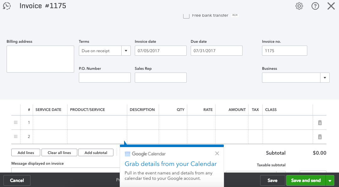 Invoice with Google Calendar - Invoice Guide