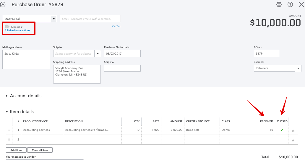 Closed Purchase Order 1