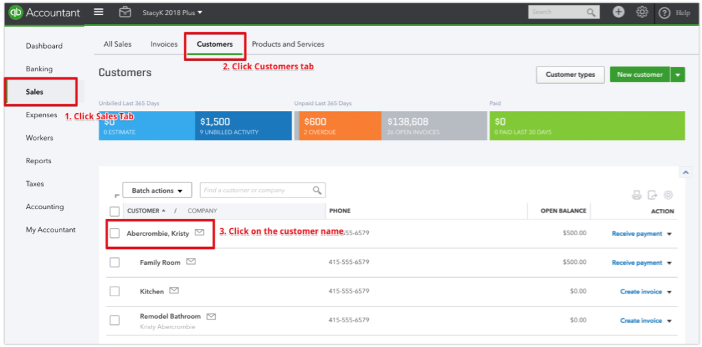 Quick Clients Notes Add Customer Notes in QuickBooks Online - StacyK