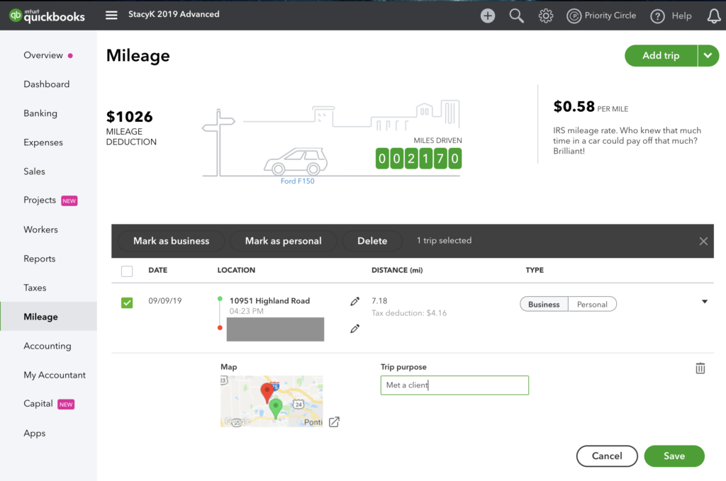 Mileage Tracking in QuickBooks Online - StacyK