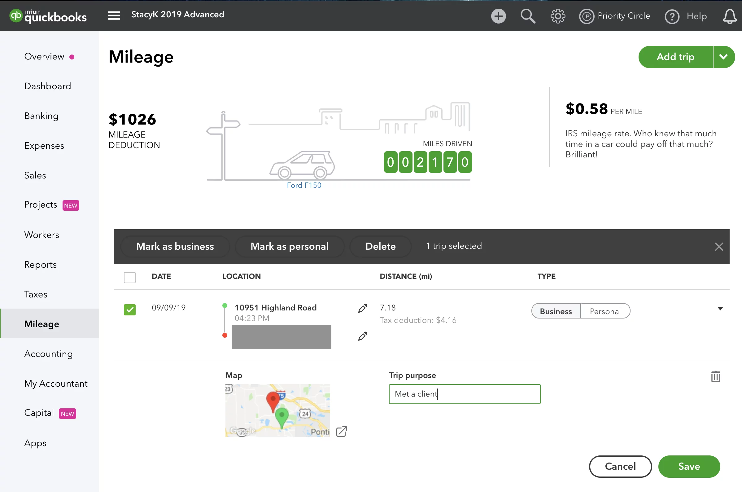 Mileage Tracking in QuickBooks Online - StacyK