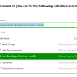 Screen shot of setting an employee deduction to an expense account in QBOP