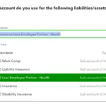 Screen shot of setting an employee deduction to an expense account in QBOP