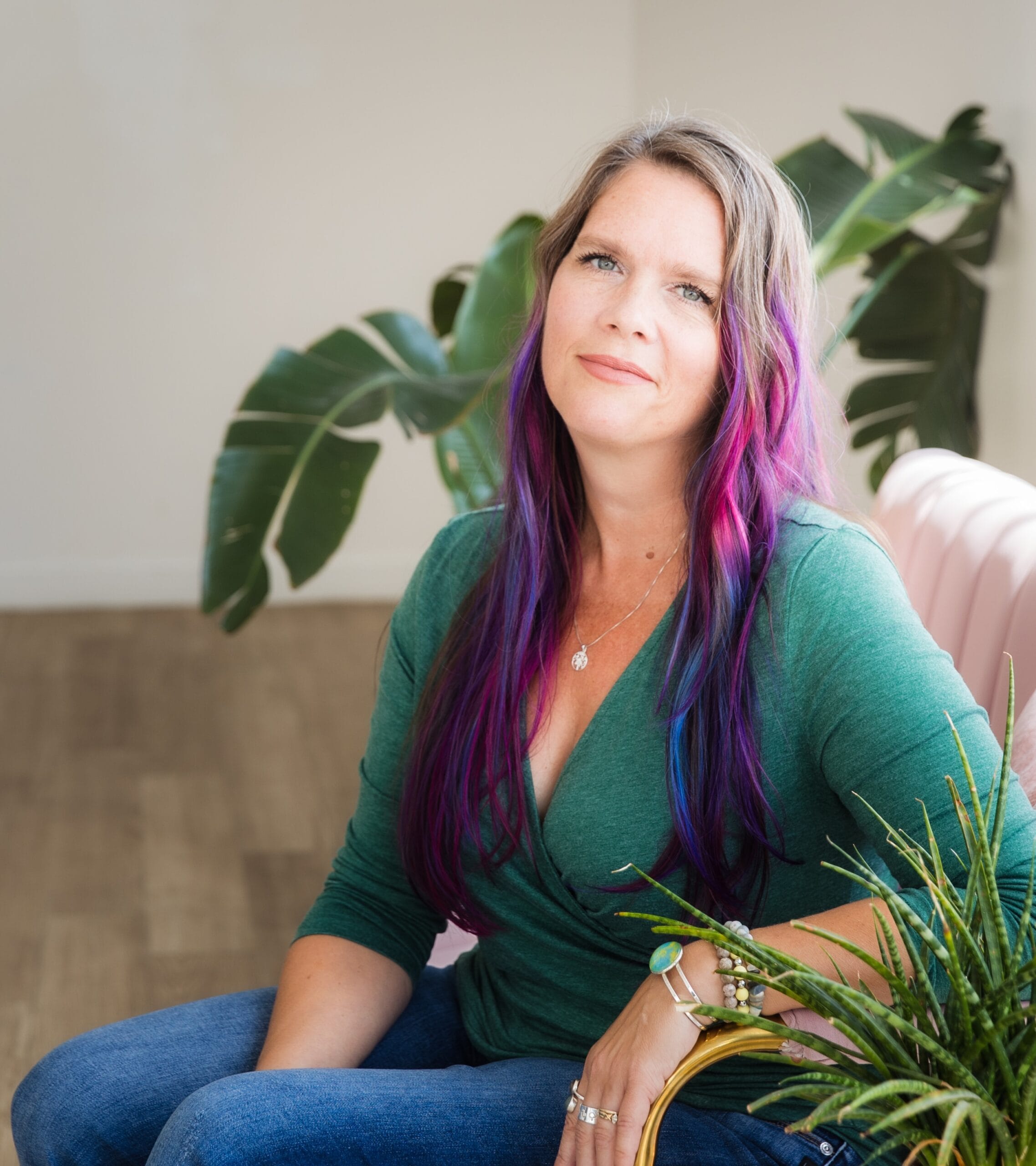 Stacy with some plants